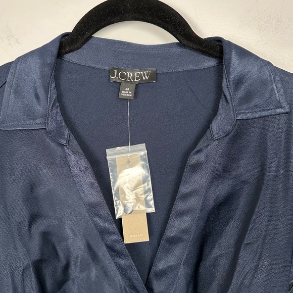 NEW J. Crew Short-sleeve maxi slip dress in luster crepe Navy Blue Size 00 BS802 - Picture 10 of 12